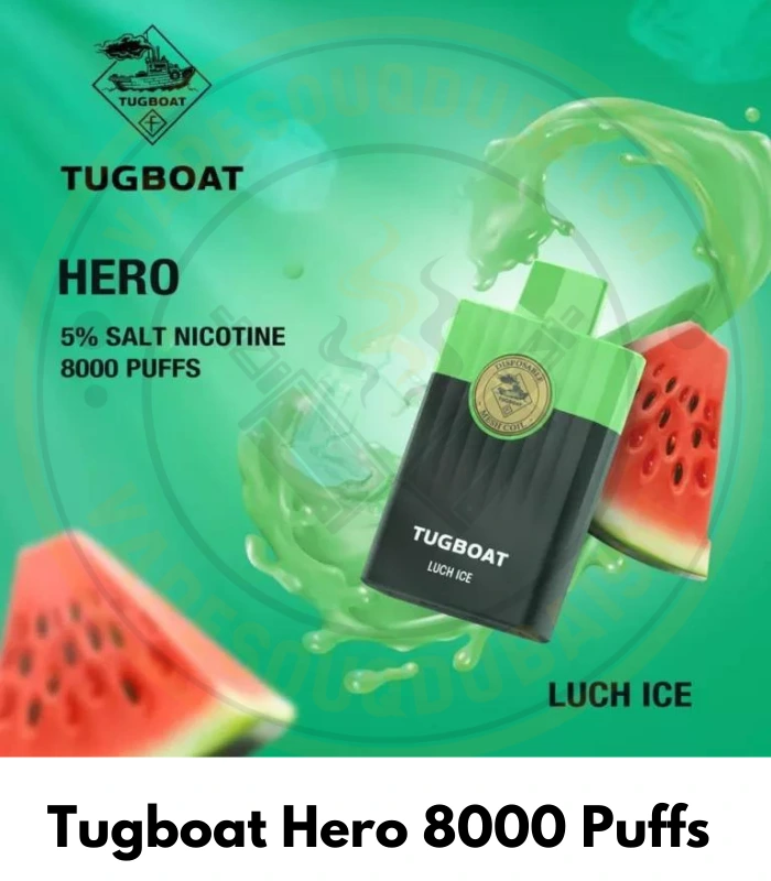 Tugboat Hero 8000 Puffs disposable vape Lush Ice flavour